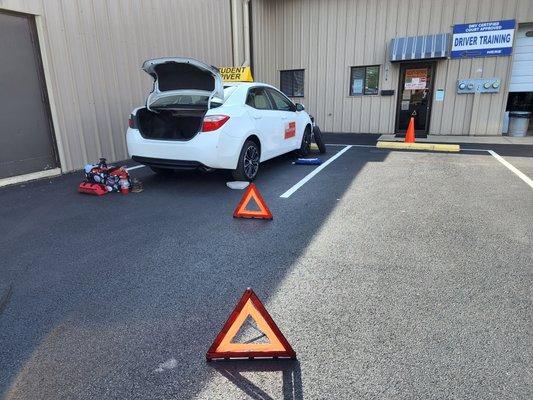 During Classroom Driver's Education...Changing a tire