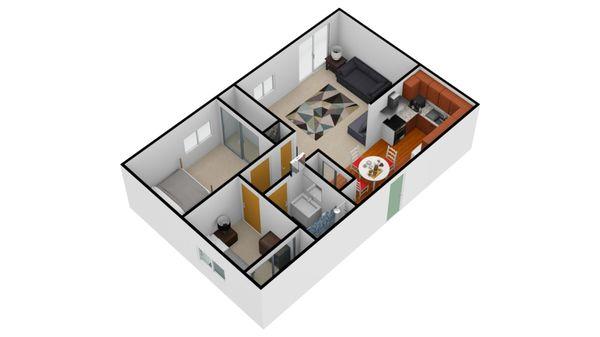 2 bedroom 3D view