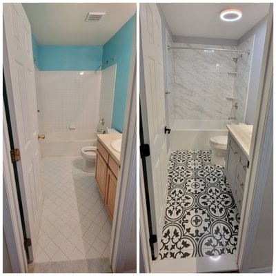 Builder grade bathroom fully gutted and renovated