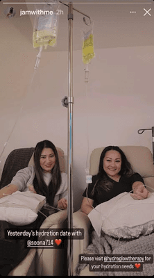 Besties enjoying their drips in the BFF room 3