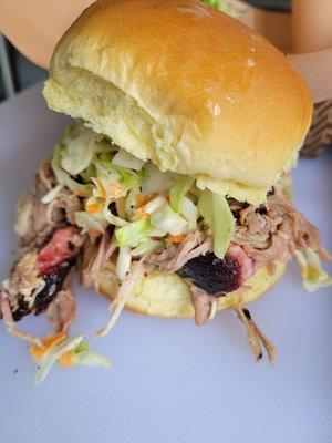 Pulled pork SAMMIE with house maid jalapeno coleslaw