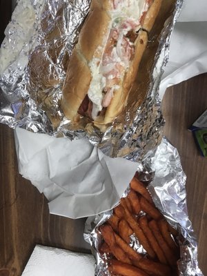 Sweet potato fries, York and George sandwich