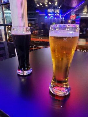 Cherry bomb stout and Narranganset lager.