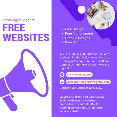 Are you looking for a website for your business. Give us a try for free and see if we fit your needs.