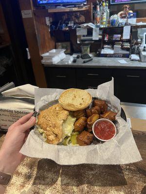 Chicken Sandwich with Pretzel Bites