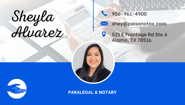 .  is a Notary Public for the State of TX. She earned her Associates Degree in the Paralegal Program from STC.