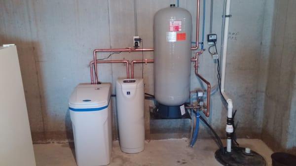 Pressure tank, water softener, whole house filter install