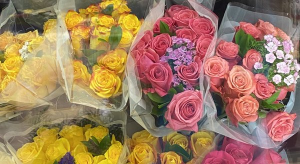 Beautiful and colorful bouquets of roses