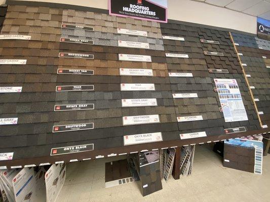 Never seen a larger offering of roofing samples from various manufacturers