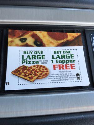 Great deal for pizza for the 5 hungry wolves in my trunk.