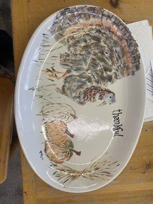 Hand- painted turkey platter....only took a couple of hours to paint.