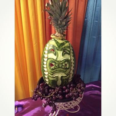 Tiki watermelon carved centerpiece