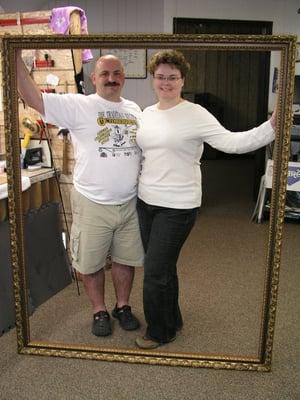 Andrew & myself in the largest frame I've ever built--it's taller than we are!