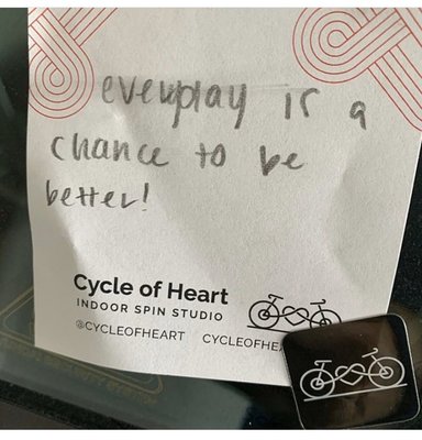 Cycle of Heart likes to leave positive words of encouragement on your car when you leave!