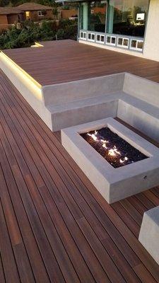 Walkway past firepit.