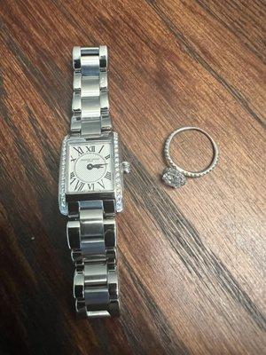 Repaired ring and watch that had link removed from