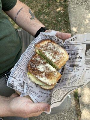 Pesto, Parmesan and pepperocini!