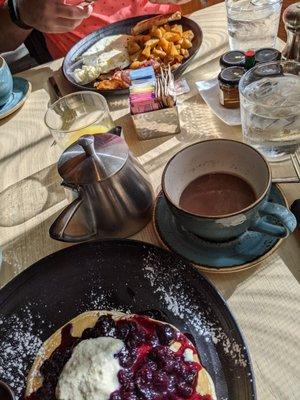 Pancakes and hot chocolate