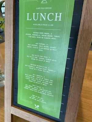 Lunch menu on 8/1/22