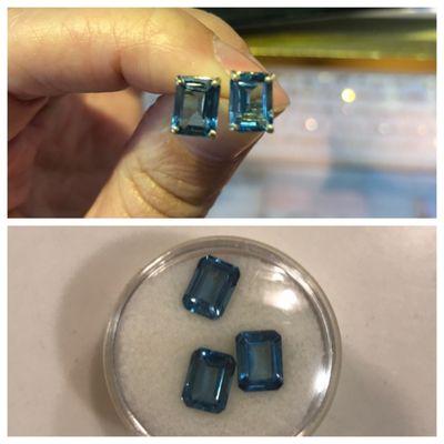 Gorgeous London Blue Topaz stones turned into yellow gold studs.