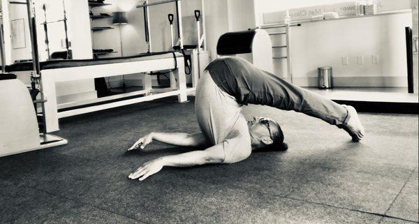 The Roll Over is a great example of how you can build strength and flexibility at once using mat Pilates- no equipment required!