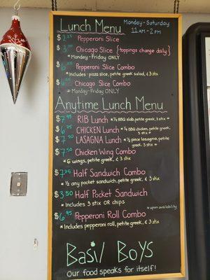 Lunch menu, so many choices