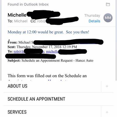 Don't tell me you don't take appointments and don't be absent for your appointments.