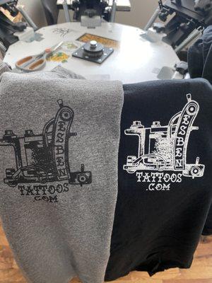 Esben tattoos shirts printed , Small batch screen printing services available