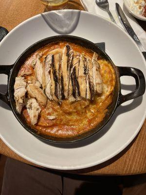 Baked ravioli with grilled chicken