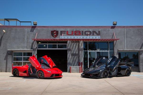 We buy, sell, & consign luxury cars of all levels, hypercars included. Pictured: Ferrari LaFerrari and McLaren Senna GTR