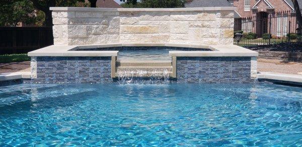 Pool and Spa Remodel. Added a privacy wall around the spa