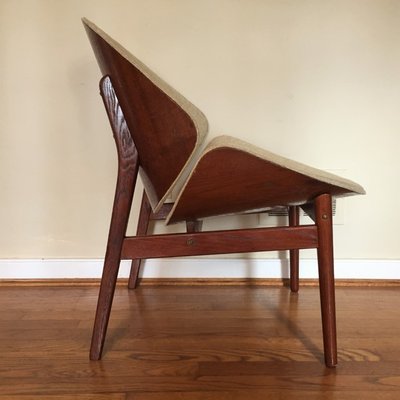 Danish Modern Clam Shell Chair, Refinished and Re-Upholstered