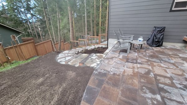 Reclaimed slate from old patio to make a new one