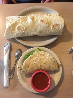 The difference between a large breakfast burrito and a small.