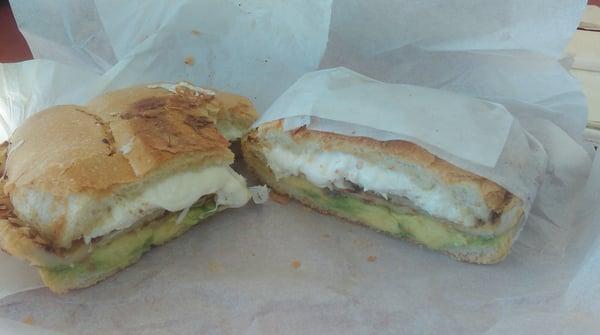 Mine, chicken, avocado,  cheese & tomato on toasted bread $6.00 U CAN'T BEAT THAT!!!