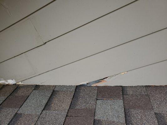 Piece of siding was actually missing.