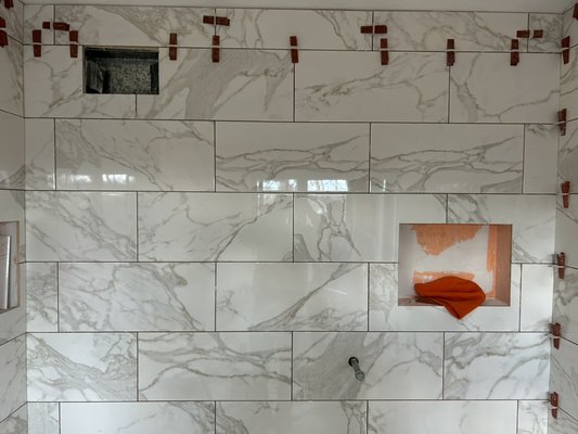 Tile  12 x 24 with 2 niches built-in