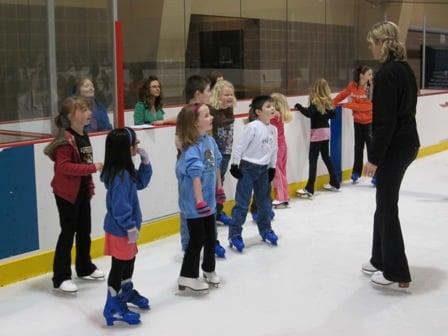 Learn-to-skate classes are held several times a month to teach new skaters how to handle the ice!