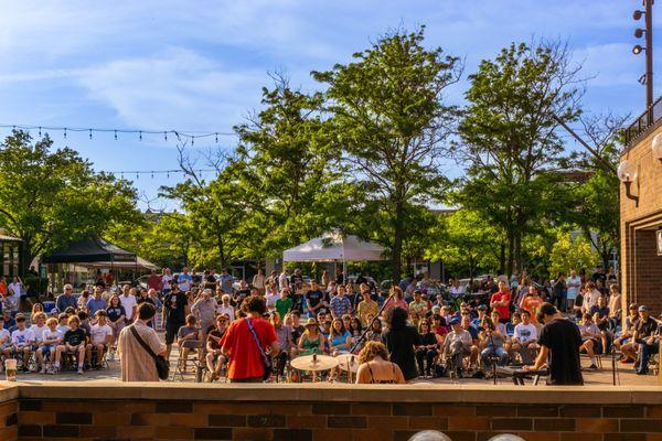 Crowds listening to a Preliminary Concert at the Bitter Jester Music Festival in Downtown Highland Park, IL!