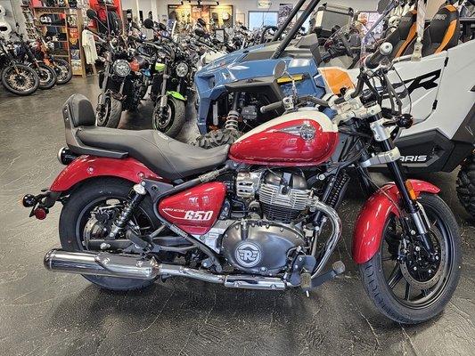 My new Royal Enfield Meteor 650 waiting for me to take her home from Locomotion Powersports in Mahwah, NJ