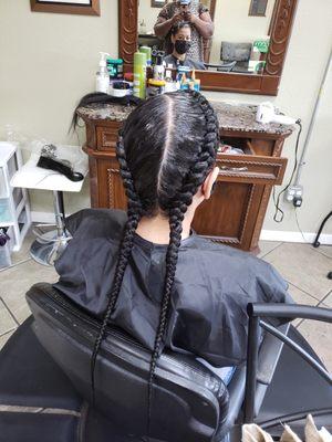 Two French braids