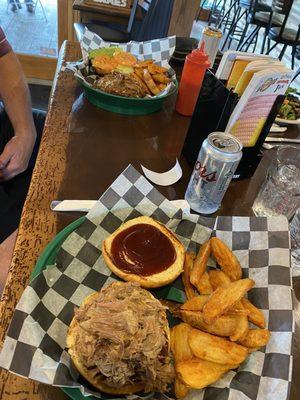 Pulled Pork sandwich, generous portions.