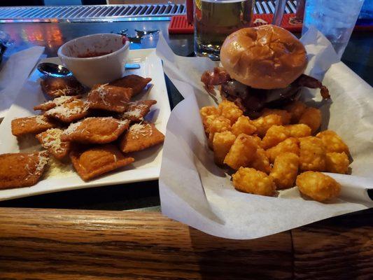 fried ravioli and angry burger