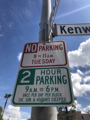 2 blocks east toward Monterey/Kenwood & found street parking. There's a 2-hour limit to park, but weekends are excepted. 5-10 min walk away