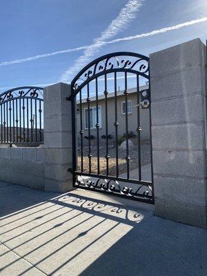 Custom entry gate with deadbolt lock and lever handle