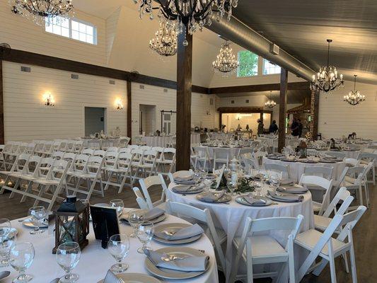 Set up for 160 guests plus inside ceremony with chairs for immediate family