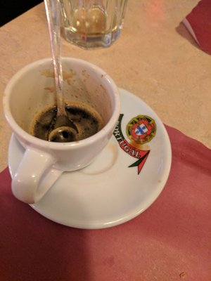 Espresso (I also had Constantino Brady on the side... It's a Portuguese thing)