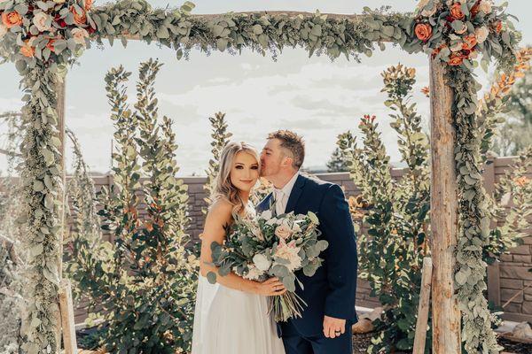 Wedding Arch and Bride Bouquet