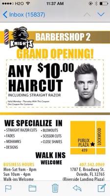 Mention this ad for $10 hair cut ..