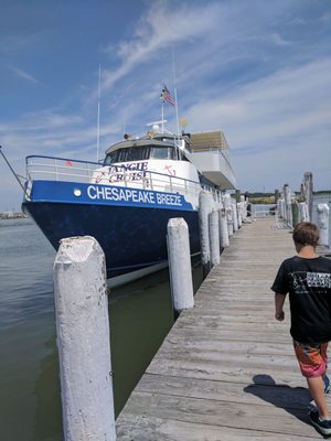 The Chesapeake Breeze arriving at Tangier to take us back to the main land